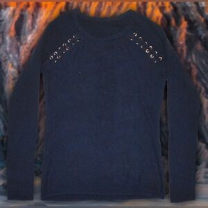 Navy Ribbed Long-sleeve Shirt Sz S